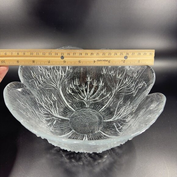 Lasisepät Mantsala Cow Parsley Glass Bowl Clear Textured Dish Pertti Kallioinen - Picture 8 of 16